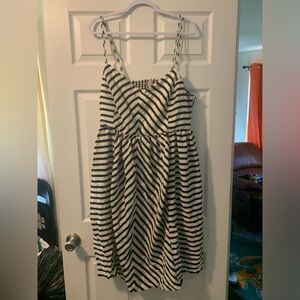 H&M White Navy Striped Spaghetti Strap Mini Dress size 24
